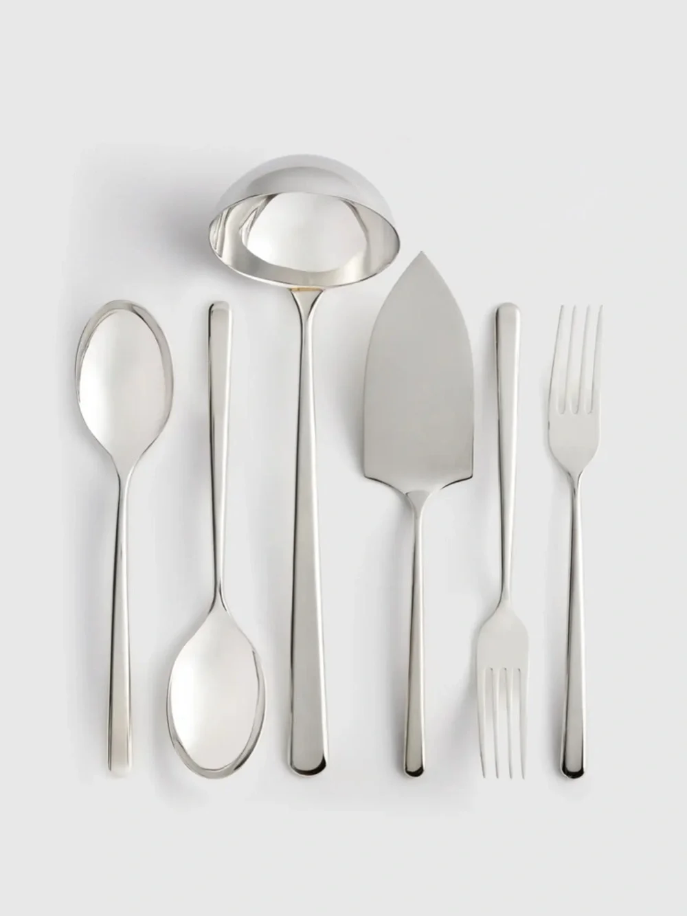 QUINCE NIB Gia Minimalist 6 Piece Serving Utensil Set Polished Stainless Steel